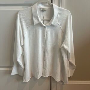 Eileen Fisher White Button-Up Blouse